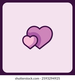 Lovely Purple Hearts Minimalist Design Illustration