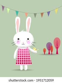 Lovely rabbit character icon symbol vector illustration.