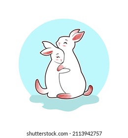 lovely rabbit hug vector illustration design