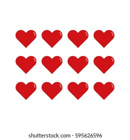 lovely red hearts icon set