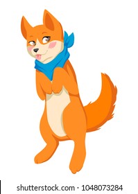 lovely red leaf on its hind legs. vector illustration