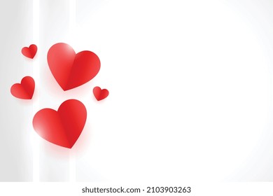 lovely red paper hearts on white background with neon lights