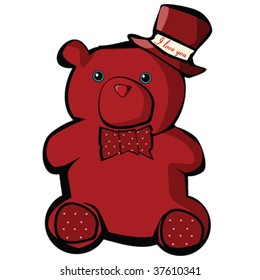 lovely red teddy bear in vector