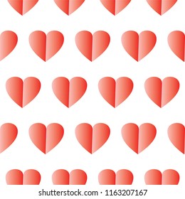 Lovely red valentine heart folds pattern. vector illustration.