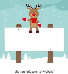 Lovely reindeer with signboard