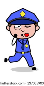 Lovely - Retro Cop Policeman Vector Illustration