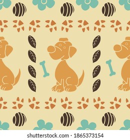 Lovely retro dog with balls and bones repeat