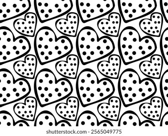 Lovely romantic hearts. Dots in love . St Valentine's day. Seamless vector pattern for design and decoration. 