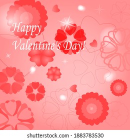 Lovely romantic pattern with abstract pink sparking flowers and text
