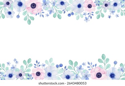 Lovely romantic poppy anemone arrangement, watercolor floral background