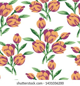 Lovely Rose flower bunch vector seamless pattern background
