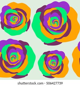 Lovely rose flowers on gray background. Vector seamless pattern. Can be used for festive greeting card, textil print or fabric.