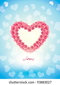 Lovely Roses Hearts Background