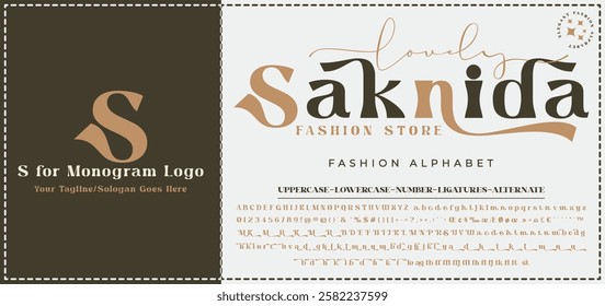 Lovely Saknida,Fashion, Serif, Stylish Display Bold Font alphabet