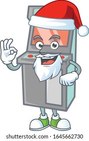 A lovely Santa arcade game machine mascot picture style with ok finger