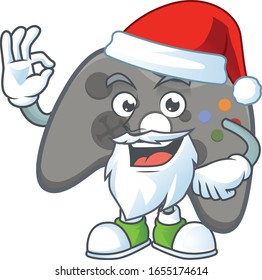 A lovely Santa black joystick mascot picture style with ok finger