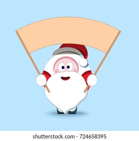 Lovely Santa Claus. Christmas symbol. Stylized character. New Year sticker. Illustration with emotion. A bearded old man in a red fur coat. Children's hero with the announcement.