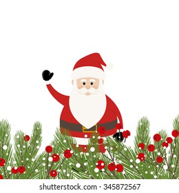 Lovely Santa Claus and Fir Branches
