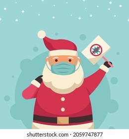 lovely Santa claus medical mask for health care on Christmas day. COVID-19 prevention concept.  cartoon character in flat style. vector illustration