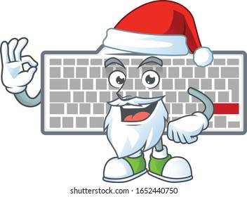 A lovely Santa white keyboard mascot picture style with ok finger