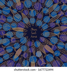 Lovely sardines. Postcard with fish.