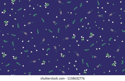 Lovely seamless floral pattern with bright colorful small flowers. Folk style millefleurs. Plant background for textile, wallpaper, covers. Bright template for fashion prints.