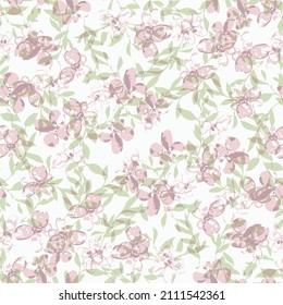 Bonito patrón floral rosado delicado de flor. Hermosa impresión para su decoración y diseño textil. fondo de flores de primavera y verano con textura.