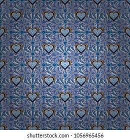 Lovely seamless pattern with abstract vector flowers in blue, violet and black colors. Perfect for your project, wedding, greeting card, packaging, wallpaper, pattern, texture, cover, Birthday.