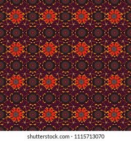 Lovely seamless pattern with abstract vector flowers in gray, red and brown colors. Perfect for your project, wedding, greeting card, packaging, wallpaper, pattern, texture, cover, Birthday.