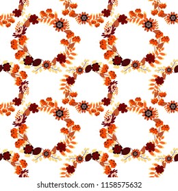 Lovely seamless pattern with abstract vector flowers in white, orange and yellow colors. Perfect for your project, wedding, greeting card, packaging, wallpaper, pattern, texture, cover, Birthday.