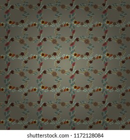 Lovely seamless pattern with abstract vector flowers in gray, brown and blue colors. Perfect for your project, wedding, greeting card, packaging, wallpaper, pattern, texture, cover, Birthday.