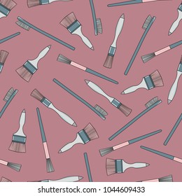 Lovely seamless pattern with brushes for paint.