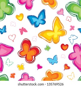 Lovely seamless pattern with butterfly. Abstract White Seamless background.