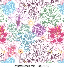 lovely seamless pattern with colorful flowers