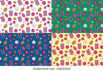 Lovely seamless pattern with cute flowers.