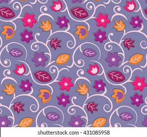 Lovely seamless pattern with cute flowers.