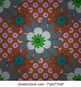 Lovely seamless pattern. Fabric for summer tropical holiday. Vector background with flowers. Abstract seamless bright background from picturesque stylized neutral, orange and brown flowers.