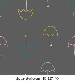 Lovely seamless pattern with hand drawn colorful umbrellas. Childish texture. Great for fabric, textile. Vector Illustration background