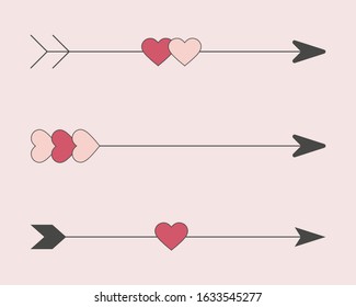 Lovely seamless pattern with hand-drawn arrows and hearts