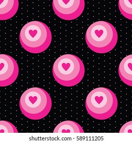 Lovely seamless pattern with a heart symbol. Nice romantic background for Valentine's Day or love theme decoration. Shades of pink color. Stock vector.