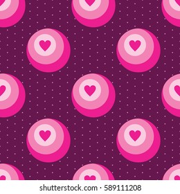 Lovely seamless pattern with a heart symbol. Nice romantic background for Valentine's Day or love theme decoration. Shades of pink color. Stock vector.