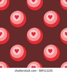 Lovely seamless pattern with a heart symbol. Nice romantic background for Valentine's Day or love theme decoration. Shades of red color. Stock vector.