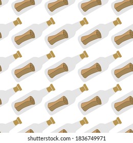 Lovely seamless pattern with a letter in a bottle on a white background. Marine items in a flat style.
Stock vector illustration for decor and design, textiles,
wallpaper, wrapping paper