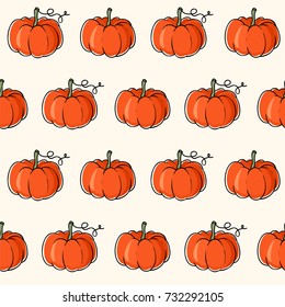 Lovely seamless pattern with pumpkins. Vector illustration.