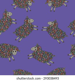 Lovely seamless pattern with sheep in vector