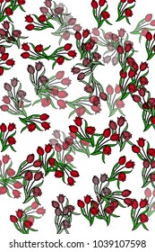Lovely seamless pattern with  tulip bouquets. Good for textile fabric design, wrapping paper and website wallpapers. Vector illustration.