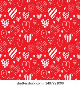LOVELY SEAMLESS VECTOR PATTERN WITH HEARTS  FOR SAINT VALENTINE DAY