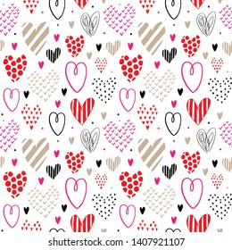 LOVELY SEAMLESS VECTOR PATTERN WITH HEARTS  FOR SAINT VALENTINE DAY