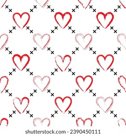 Lovely Seamless Vector Pattern of Red Hearts