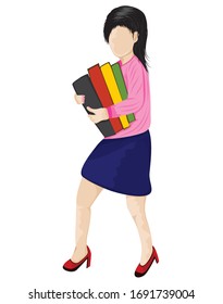 lovely secretary in Pink clothes with file document vector design